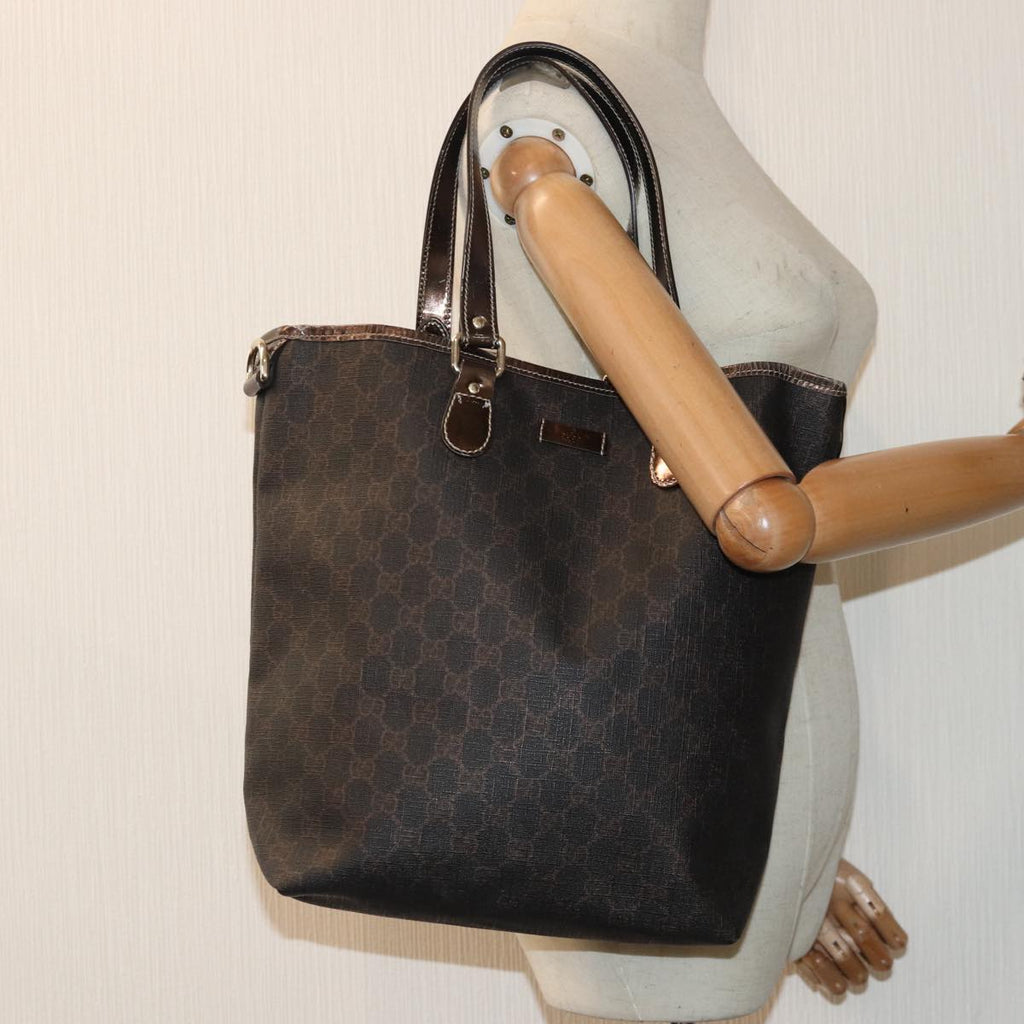 GUCCI GG Supreme Tote Bag PVC Leather Gold Brown 189896 bs17968
