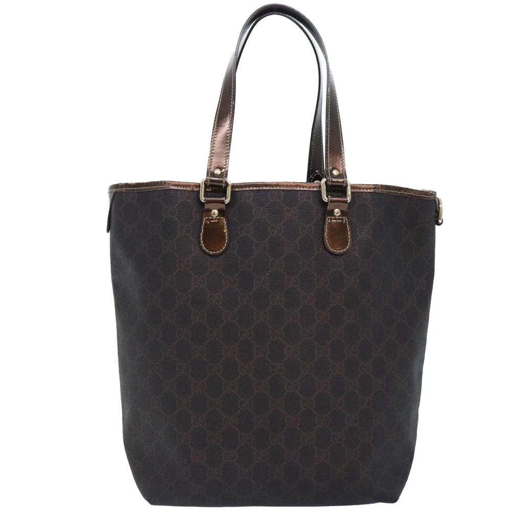 GUCCI GG Supreme Tote Bag PVC Leather Gold Brown 189896 bs17968