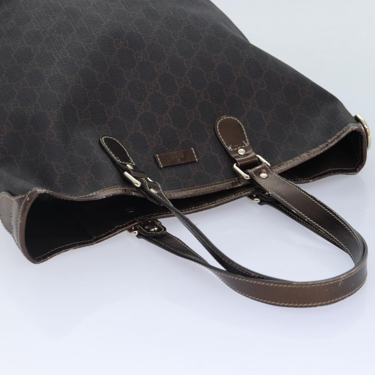 GUCCI GG Supreme Tote Bag PVC Leather Gold Brown 189896 bs17968