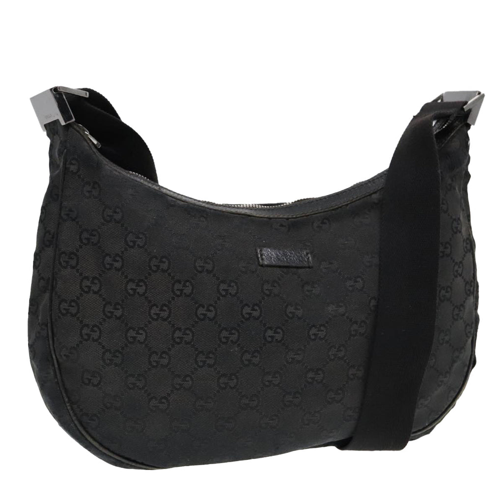GUCCI GG Canvas Shoulder Bag Black Silver 122790 bs17969