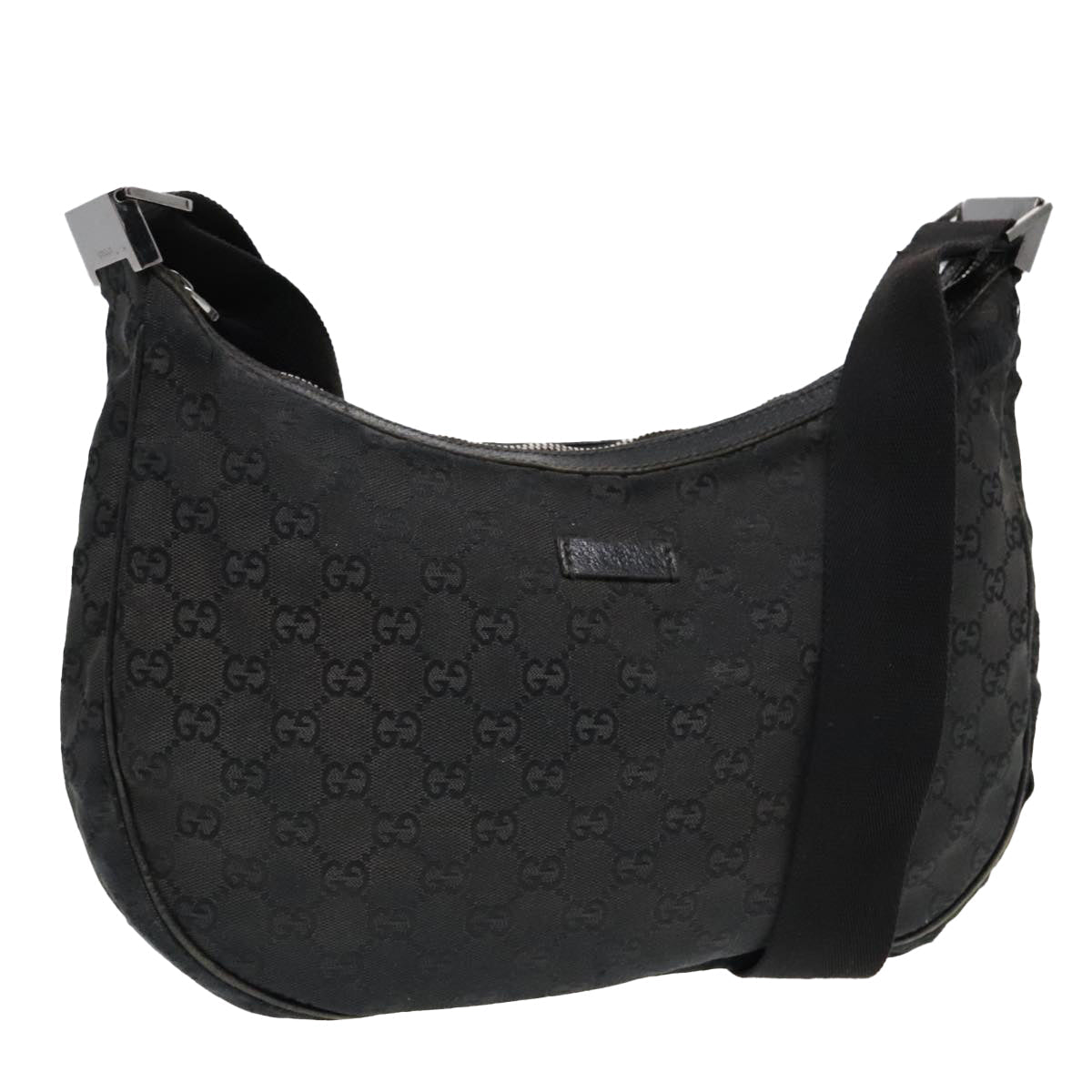 GUCCI GG Canvas Shoulder Bag Black Silver 122790 bs17969