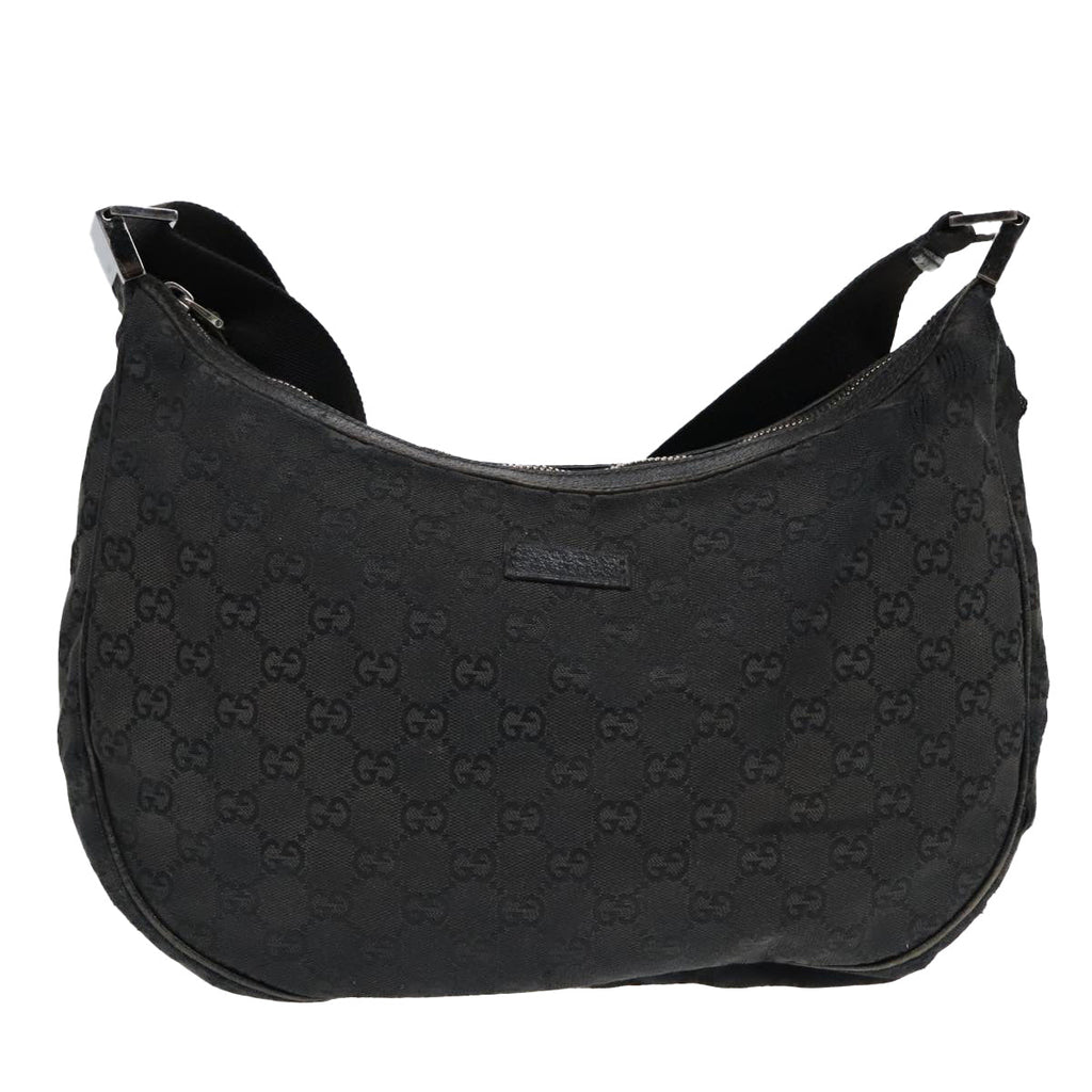 GUCCI GG Canvas Shoulder Bag Black Silver 122790 bs17969