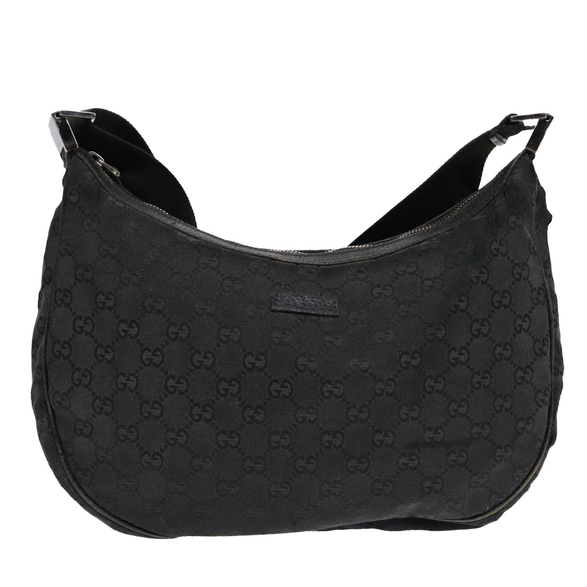 GUCCI GG Canvas Shoulder Bag Black Silver 122790 bs17969