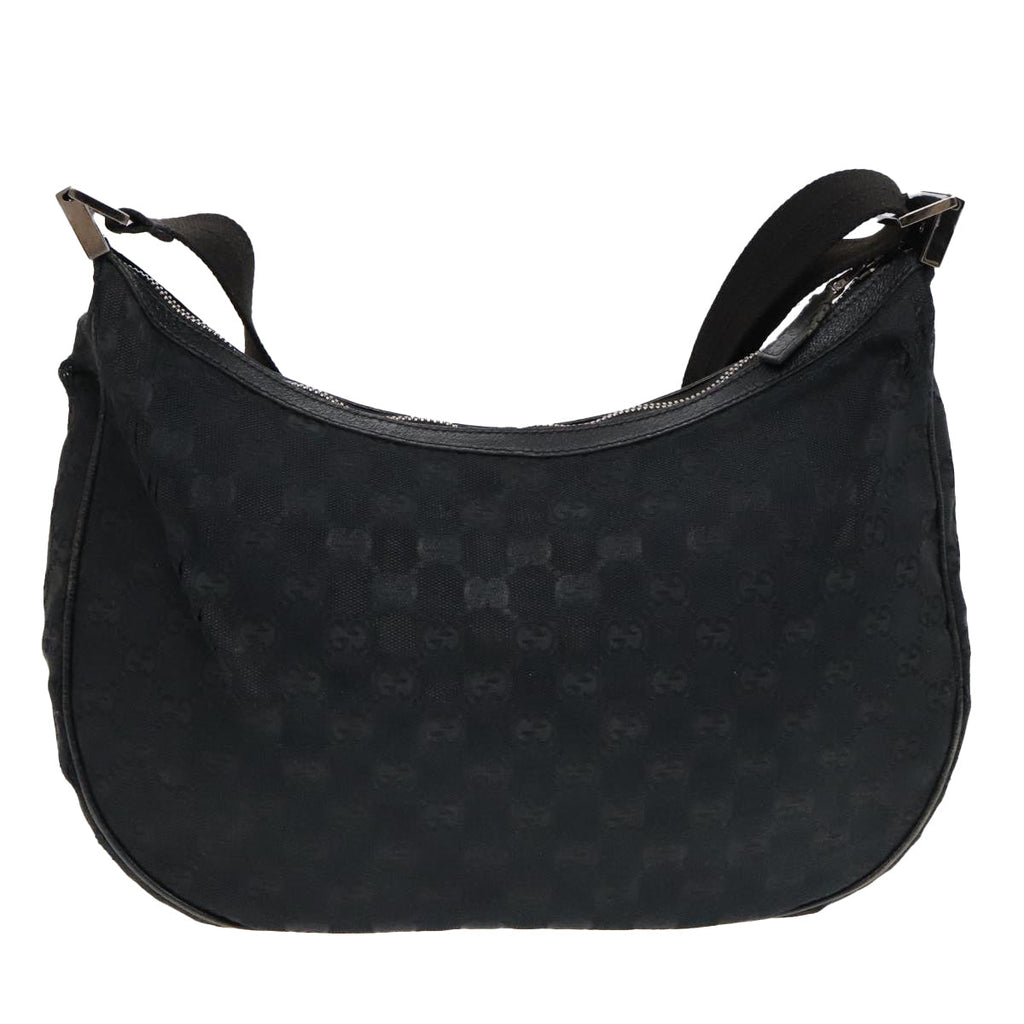GUCCI GG Canvas Shoulder Bag Black Silver 122790 bs17969