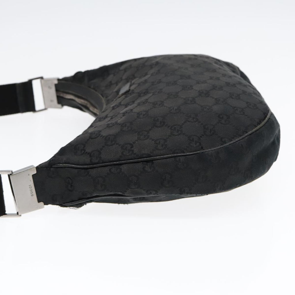 GUCCI GG Canvas Shoulder Bag Black Silver 122790 bs17969