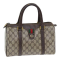 GUCCI GG Supreme Web Sherry Line Boston Bag PVC Beige Gold Red bs17972