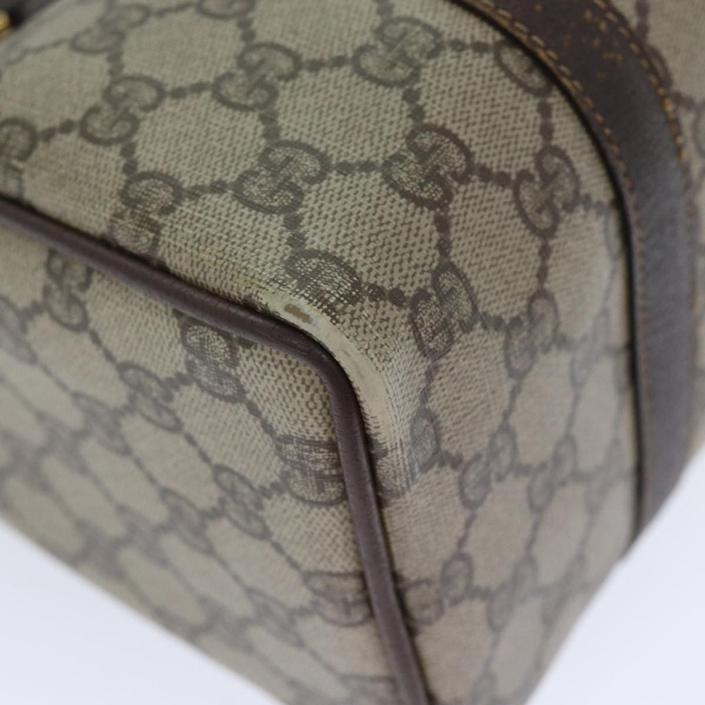 GUCCI GG Supreme Web Sherry Line Boston Bag PVC Beige Gold Red bs17972
