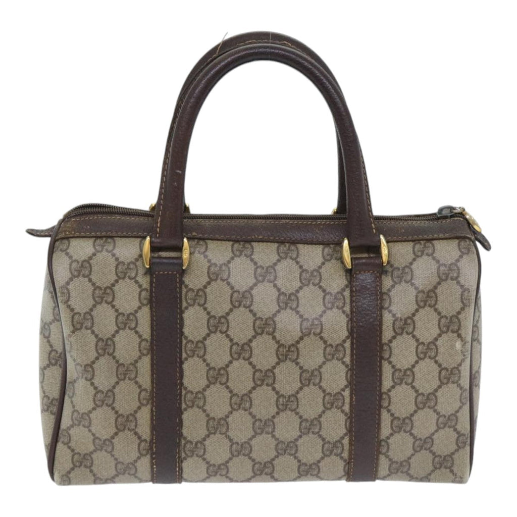 GUCCI GG Supreme Web Sherry Line Boston Bag PVC Beige Gold Red bs17972