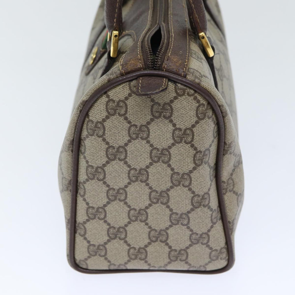 GUCCI GG Supreme Web Sherry Line Boston Bag PVC Beige Gold Red bs17972
