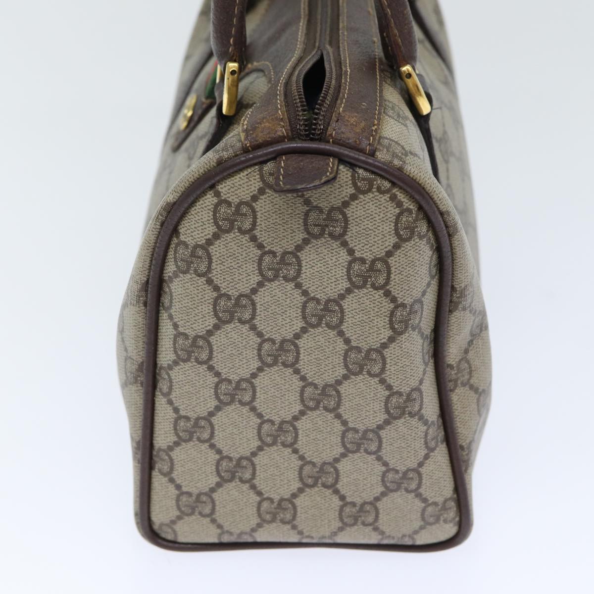 GUCCI GG Supreme Web Sherry Line Boston Bag PVC Beige Gold Red bs17972