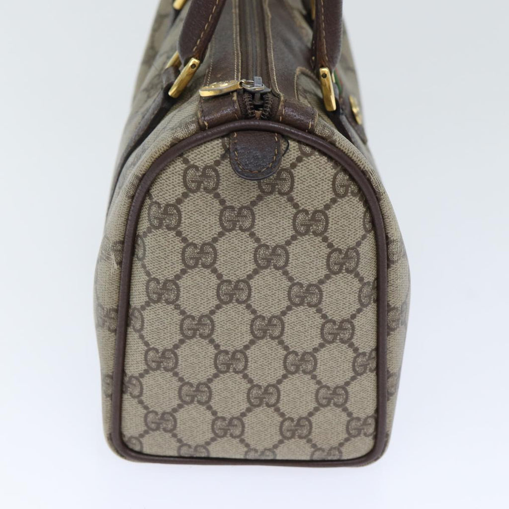 GUCCI GG Supreme Web Sherry Line Boston Bag PVC Beige Gold Red bs17972