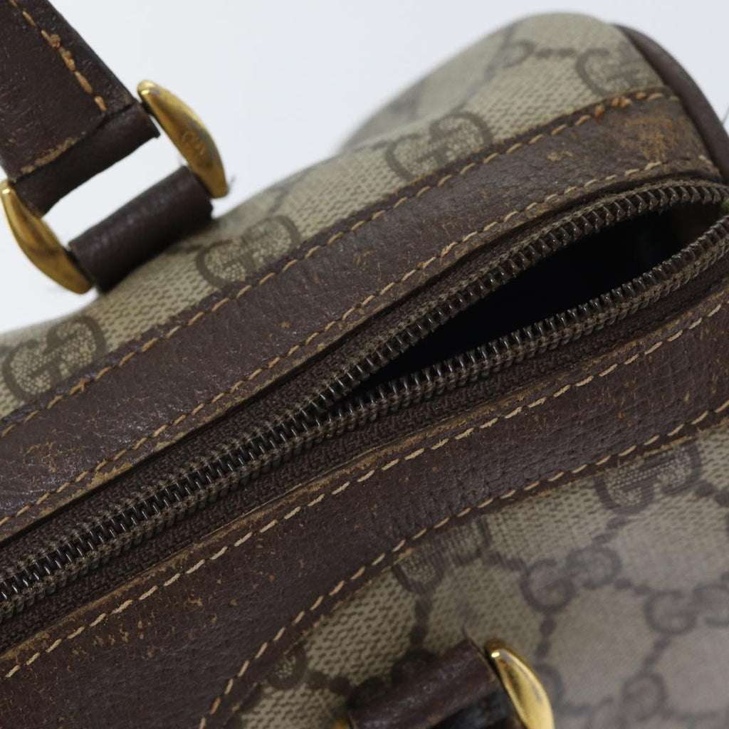 GUCCI GG Supreme Web Sherry Line Boston Bag PVC Beige Gold Red bs17972