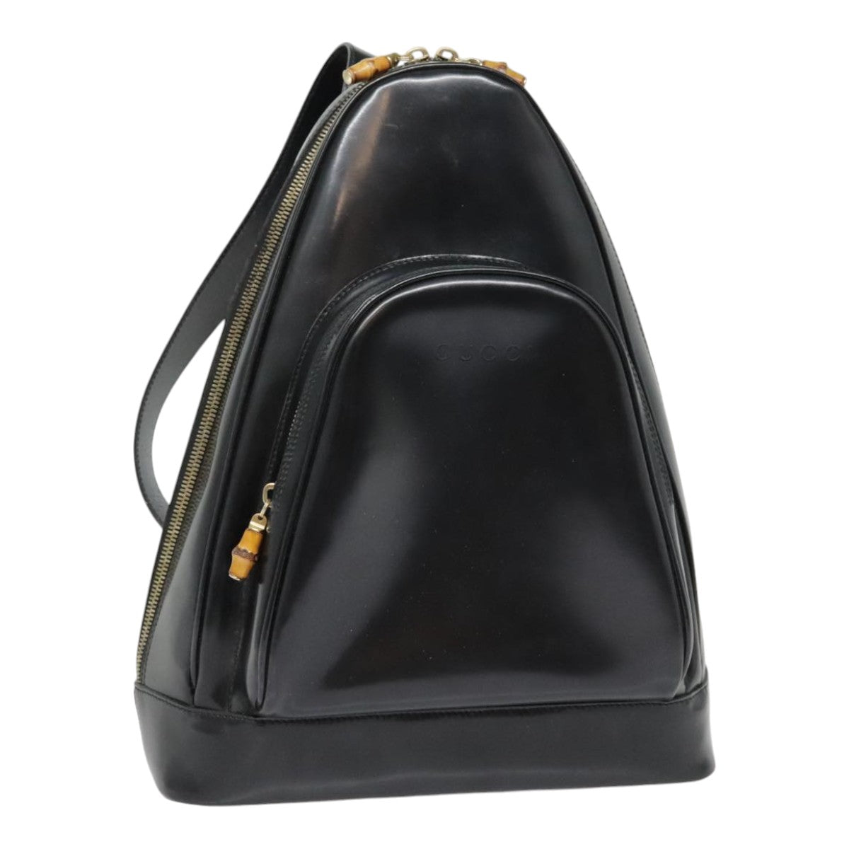 GUCCI Bamboo Body Bag Patent leather Black Gold 003 2113 0027 bs17974