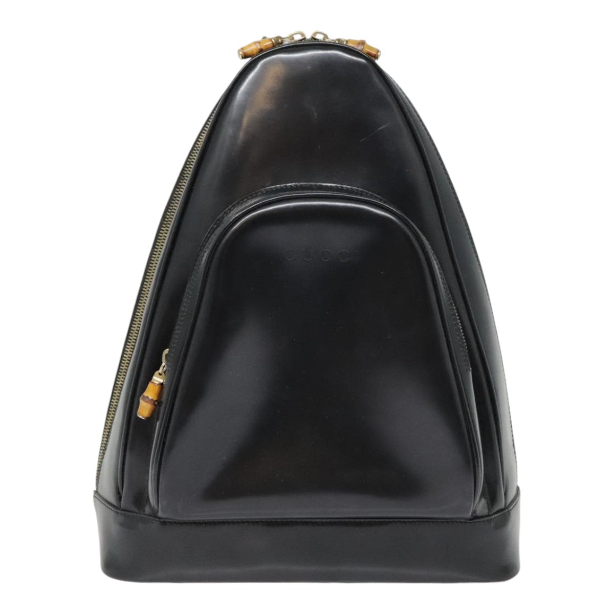 GUCCI Bamboo Body Bag Patent leather Black Gold 003 2113 0027 bs17974