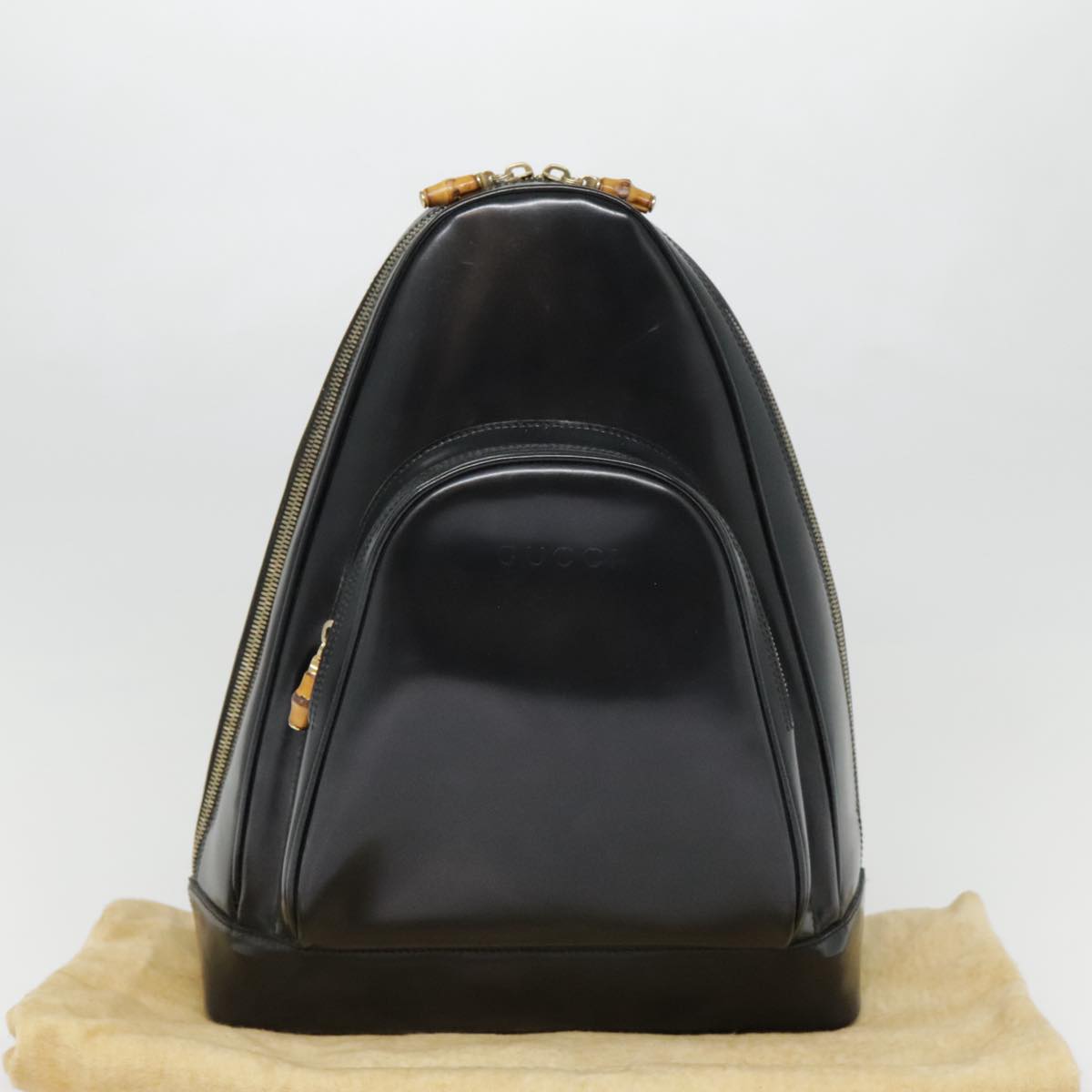 GUCCI Bamboo Body Bag Patent leather Black Gold 003 2113 0027 bs17974