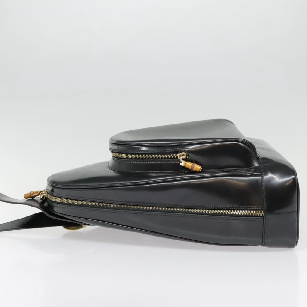GUCCI Bamboo Body Bag Patent leather Black Gold 003 2113 0027 bs17974