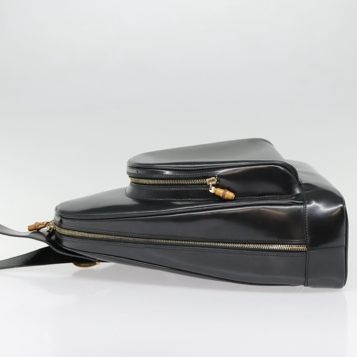 GUCCI Bamboo Body Bag Patent leather Black Gold 003 2113 0027 bs17974