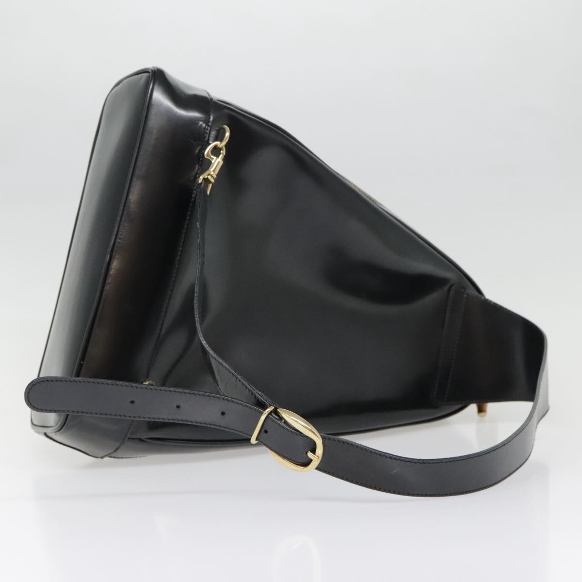 GUCCI Bamboo Body Bag Patent leather Black Gold 003 2113 0027 bs17974