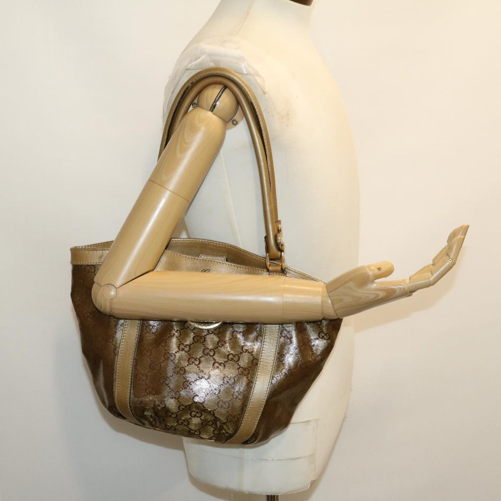 GUCCI GG Canvas Tote Bag Beige Gold 211983204991 bs1798