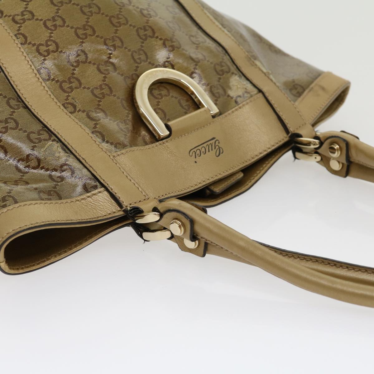 GUCCI GG Canvas Tote Bag Beige Gold 211983204991 bs1798