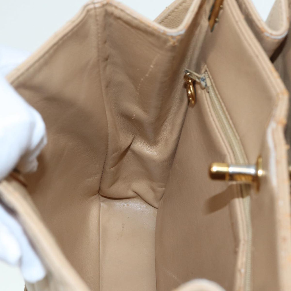 CHANEL Shoulder Bag Caviar Skin Beige Gold CC bs17980