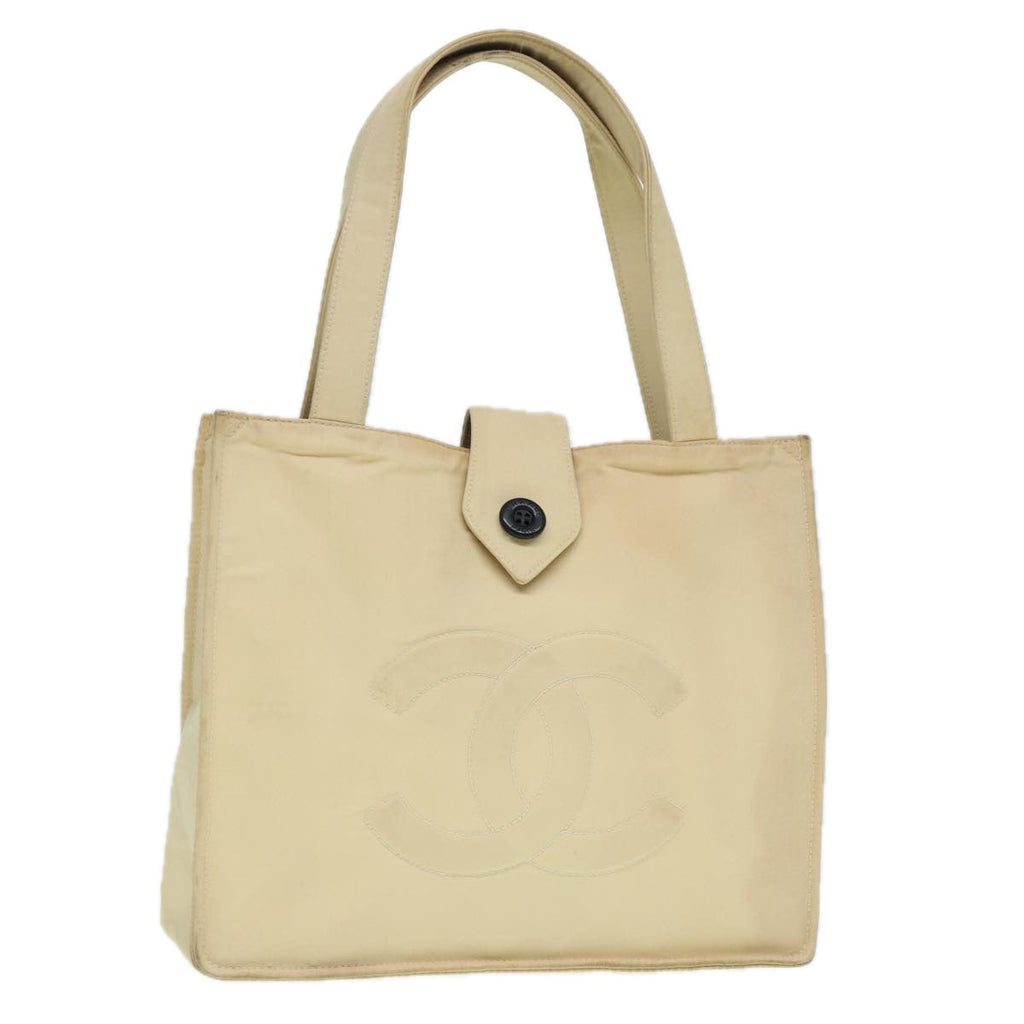 CHANEL Hand Bag Nylon Beige Gold CC bs17982