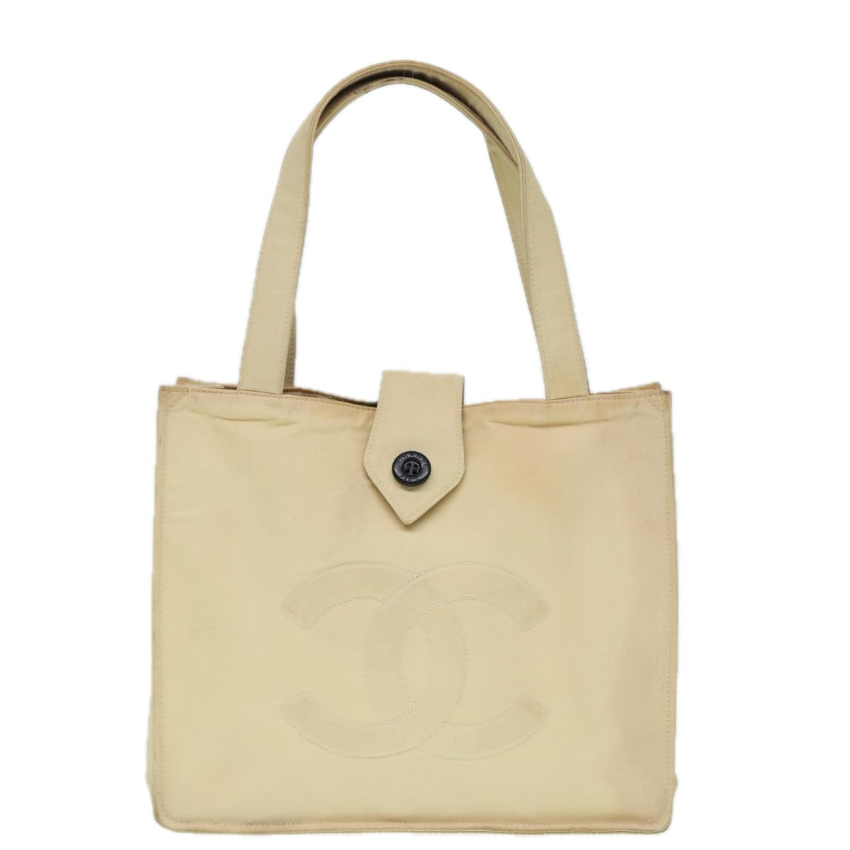 CHANEL Hand Bag Nylon Beige Gold CC bs17982