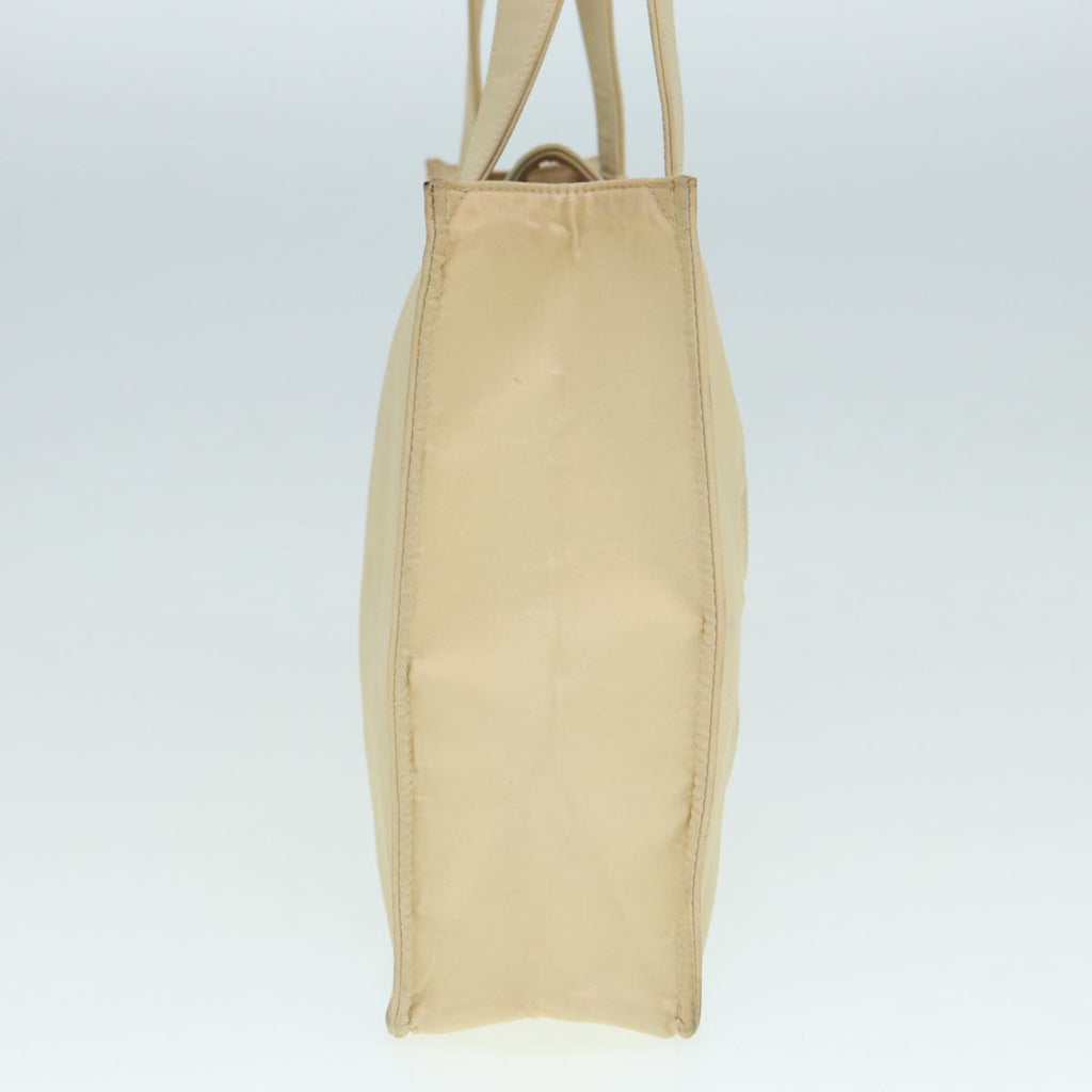 CHANEL Hand Bag Nylon Beige Gold CC bs17982