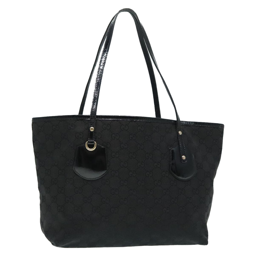 GUCCI GG Canvas Tote Bag Black Gold 211976 bs17989