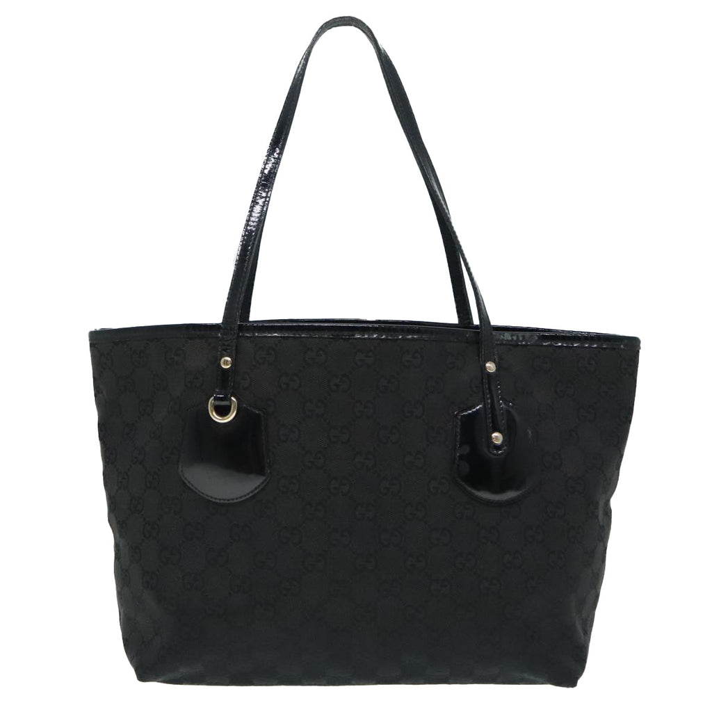 GUCCI GG Canvas Tote Bag Black Gold 211976 bs17989