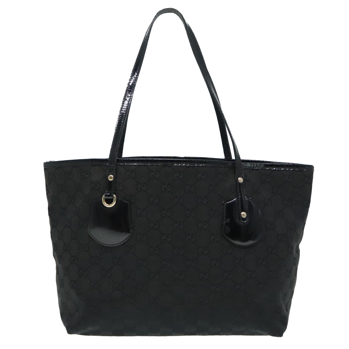GUCCI GG Canvas Tote Bag Black Gold 211976 bs17989