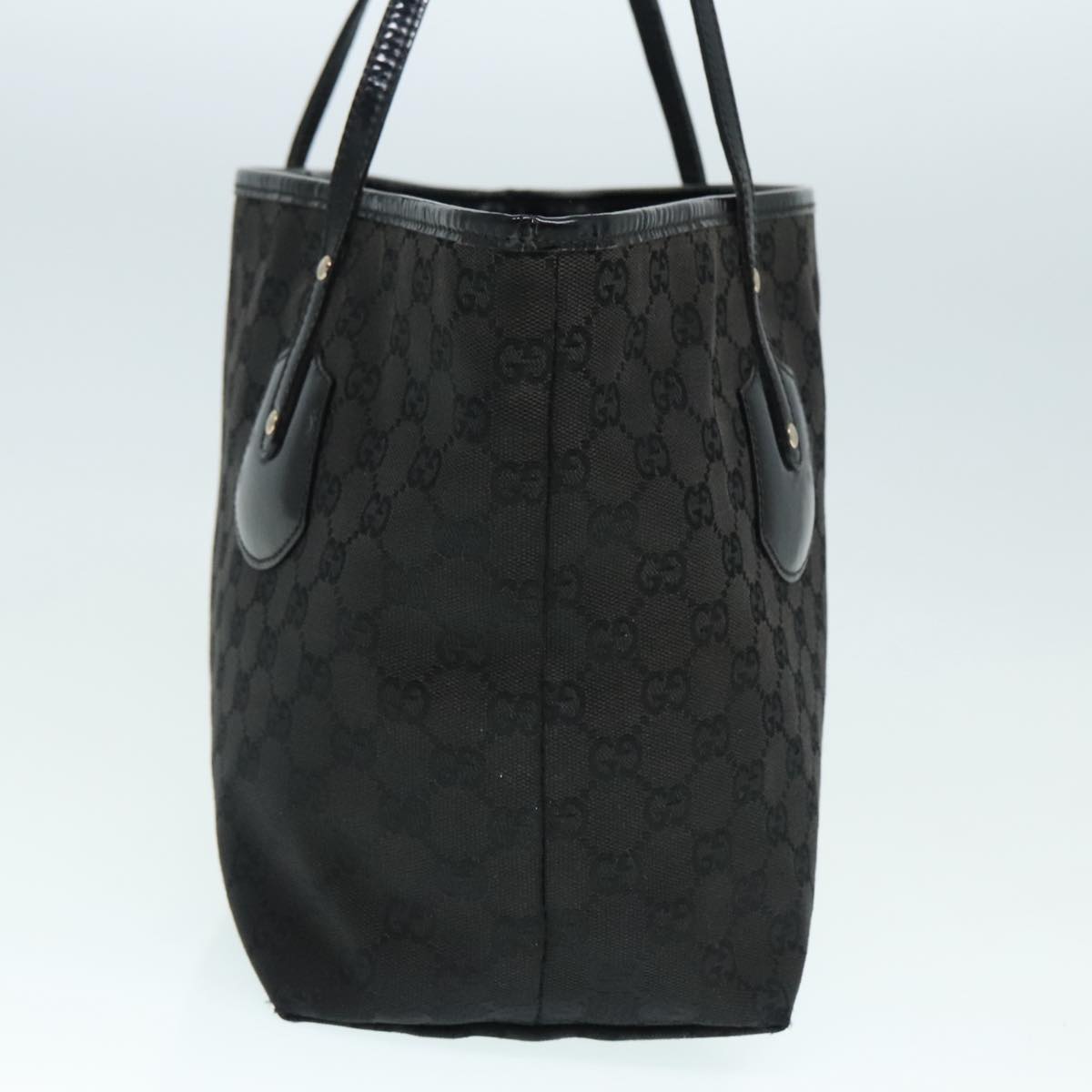 GUCCI GG Canvas Tote Bag Black Gold 211976 bs17989
