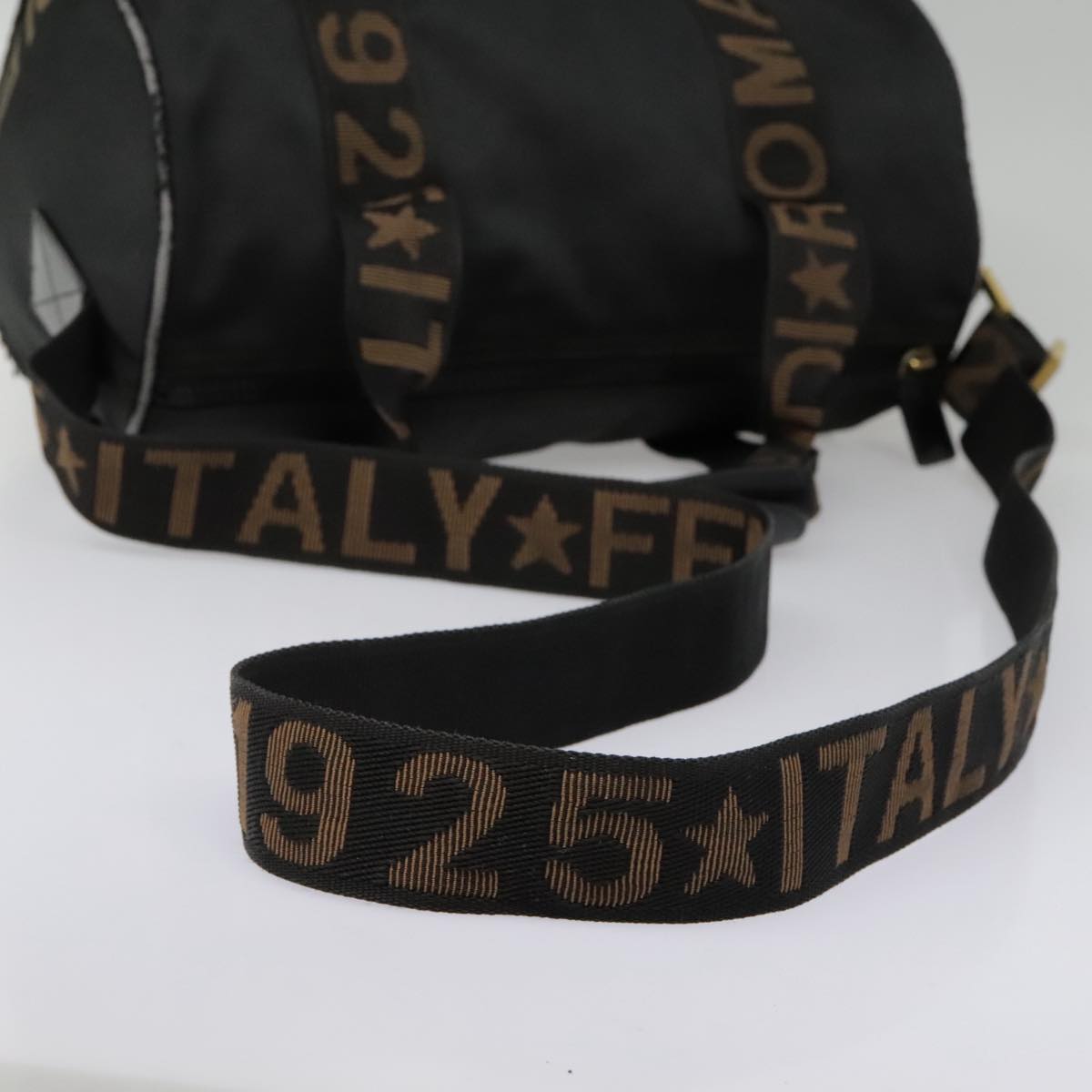 FENDI Boston Bag Nylon 2way Black Gold bs18016
