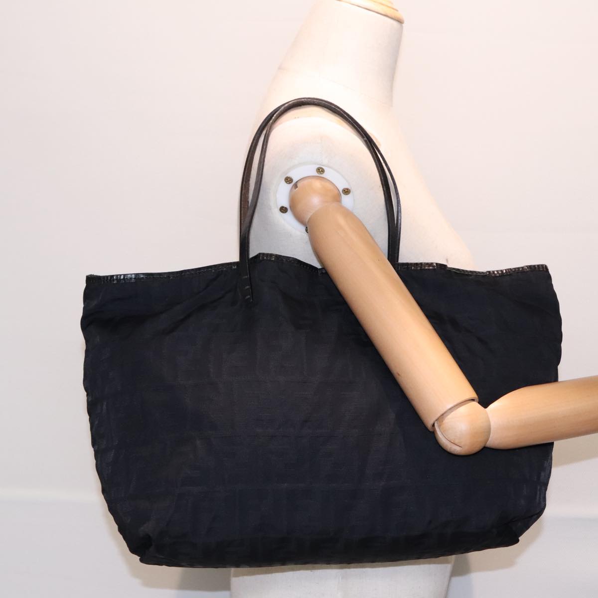 FENDI Zucca Canvas Tote Bag Nylon Black bs18020