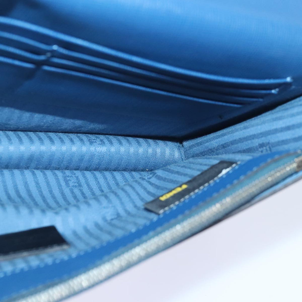 FENDI Clutch Bag Leather Blue Silver white bs18021