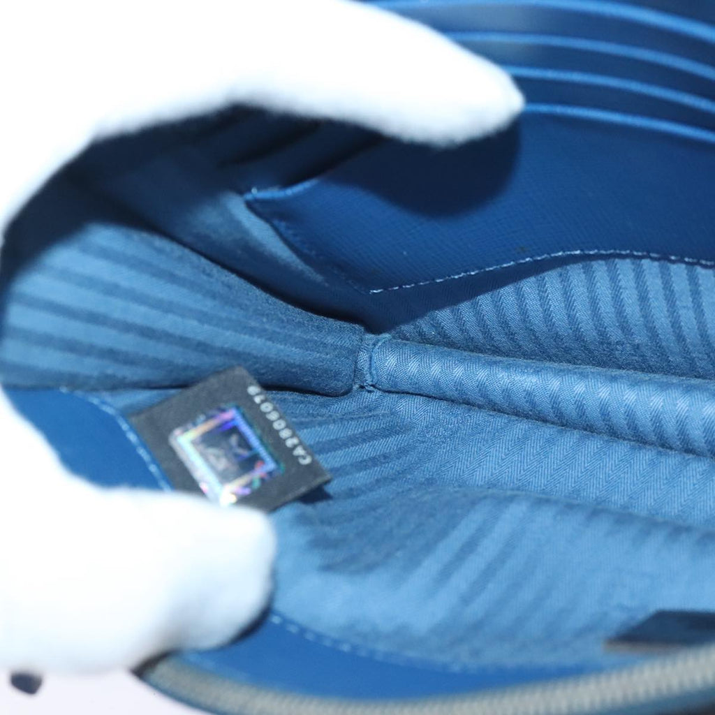 FENDI Clutch Bag Leather Blue Silver white bs18021