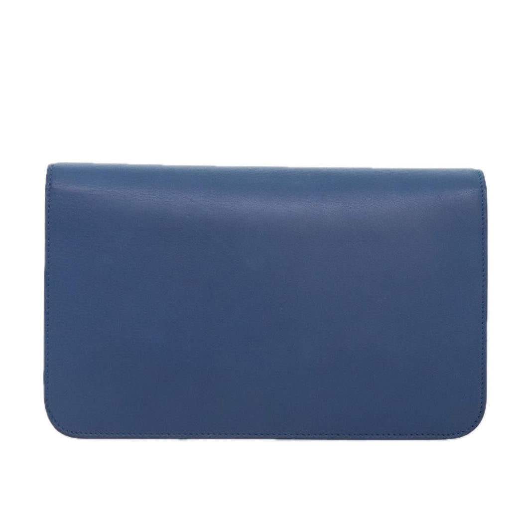 FENDI Clutch Bag Leather Blue Silver white bs18021