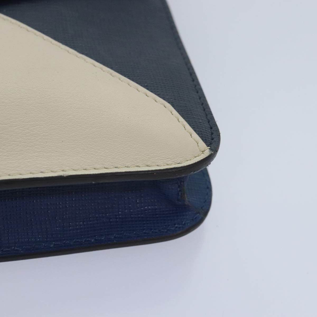 FENDI Clutch Bag Leather Blue Silver white bs18021