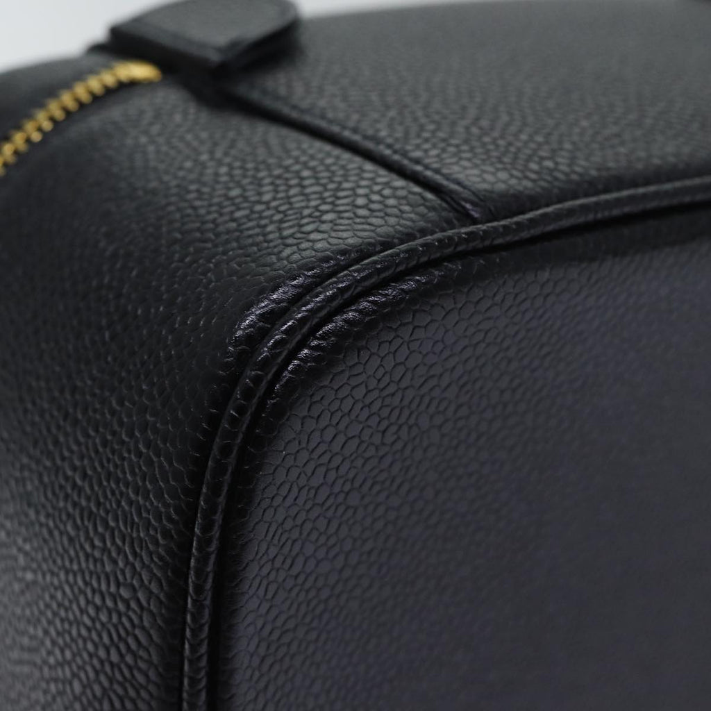 CHANEL COCO Mark vanity Pouch Caviar Skin Black Gold CC bs18099