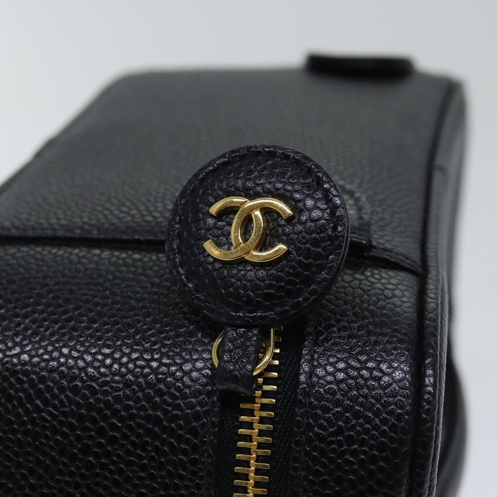 CHANEL COCO Mark vanity Pouch Caviar Skin Black Gold CC bs18099