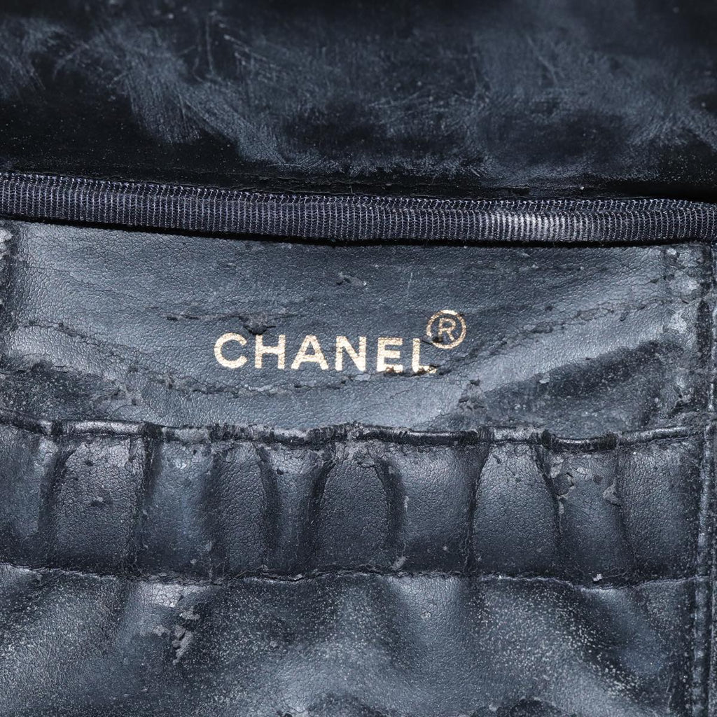 CHANEL COCO Mark vanity Pouch Caviar Skin Black Gold CC bs18099