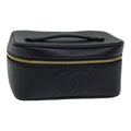 CHANEL COCO Mark vanity Pouch Caviar Skin Black Gold CC bs18099