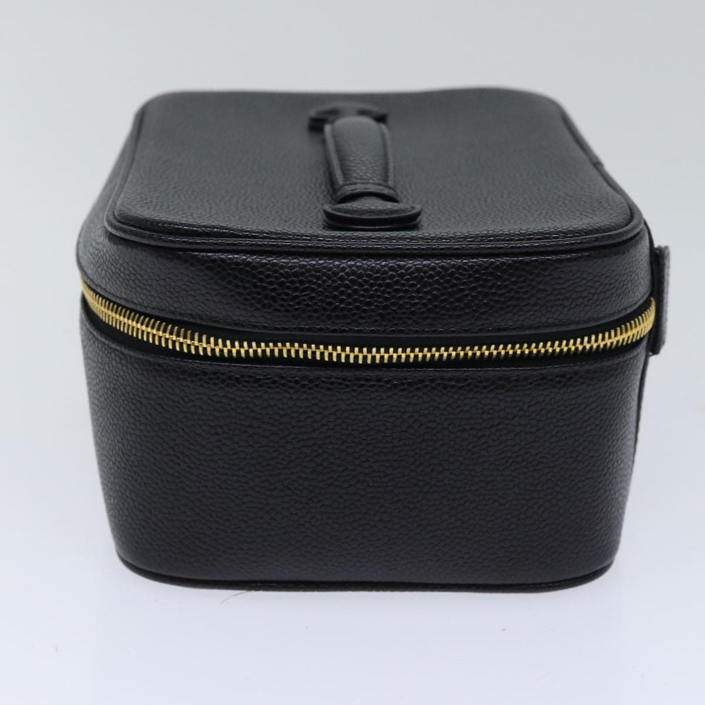 CHANEL COCO Mark vanity Pouch Caviar Skin Black Gold CC bs18099