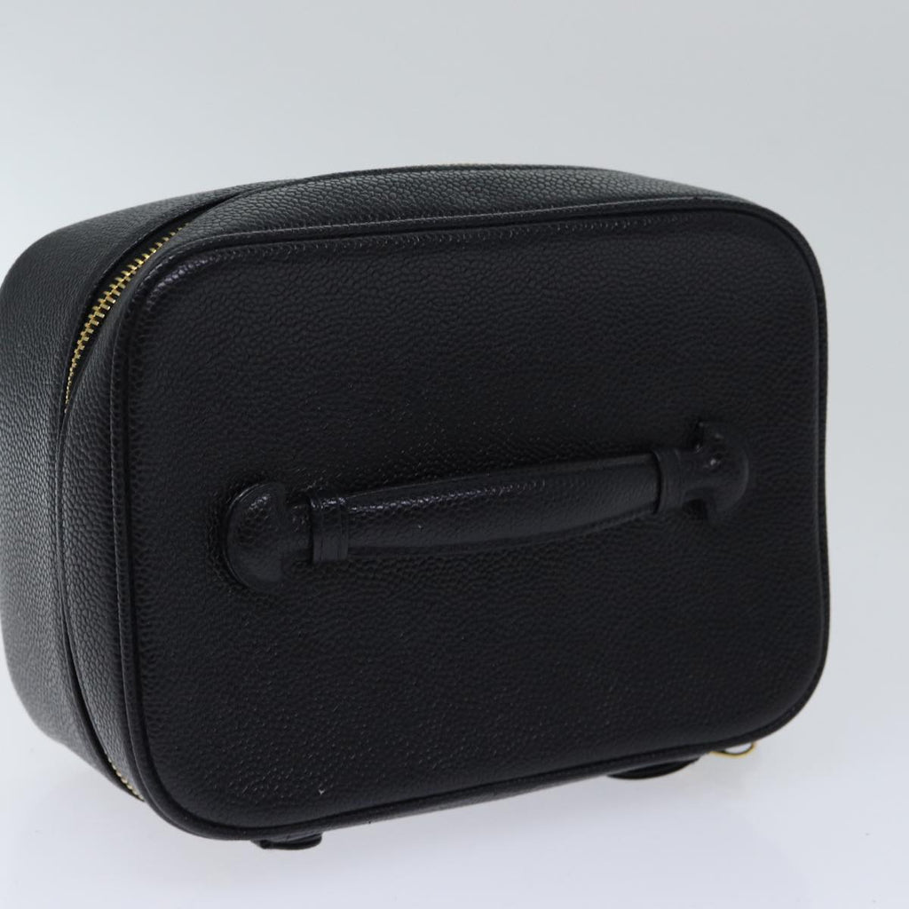 CHANEL COCO Mark vanity Pouch Caviar Skin Black Gold CC bs18099
