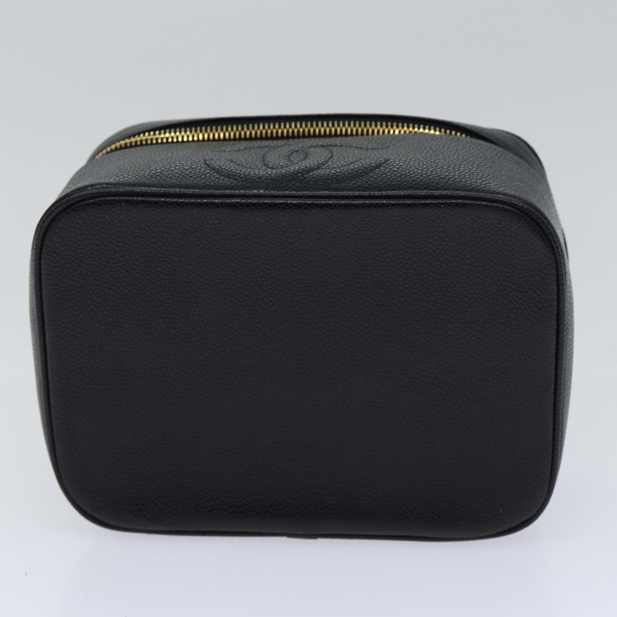 CHANEL COCO Mark vanity Pouch Caviar Skin Black Gold CC bs18099