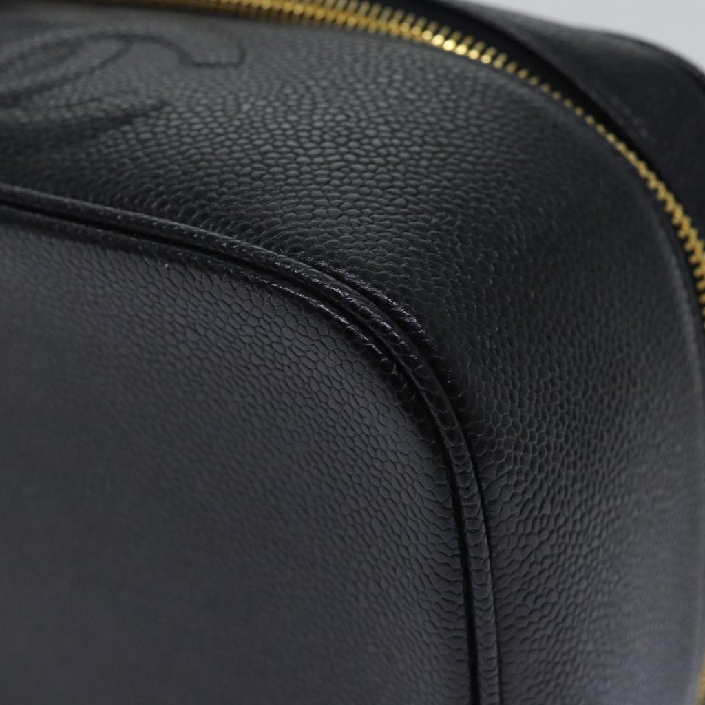 CHANEL COCO Mark vanity Pouch Caviar Skin Black Gold CC bs18099