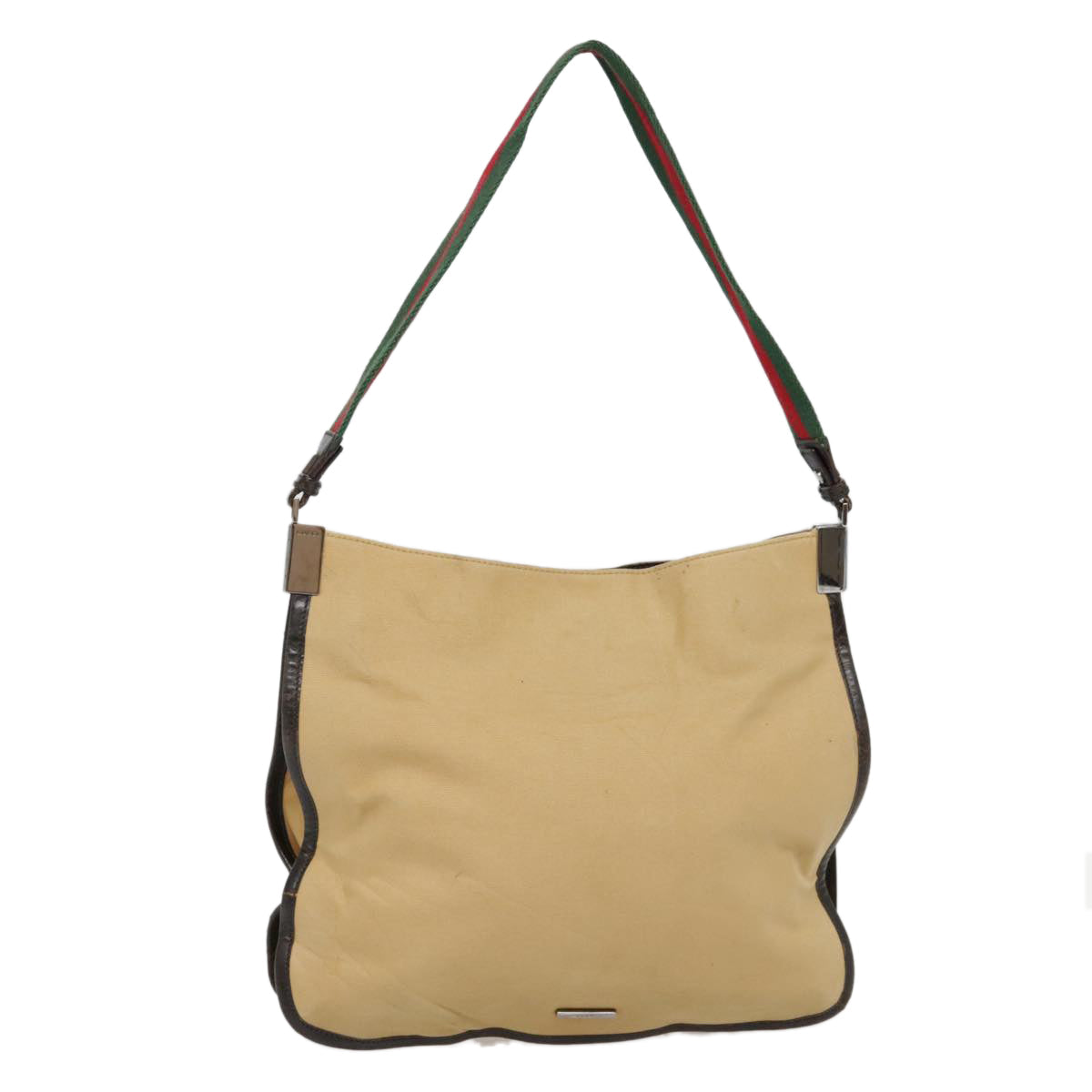 GUCCI Web Sherry Line Shoulder Bag Canvas Beige Green Red bs18112