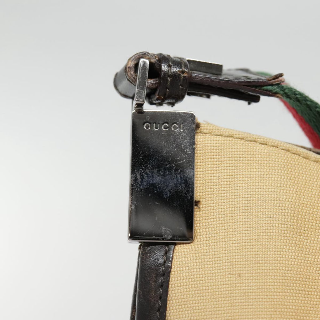 GUCCI Web Sherry Line Shoulder Bag Canvas Beige Green Red bs18112