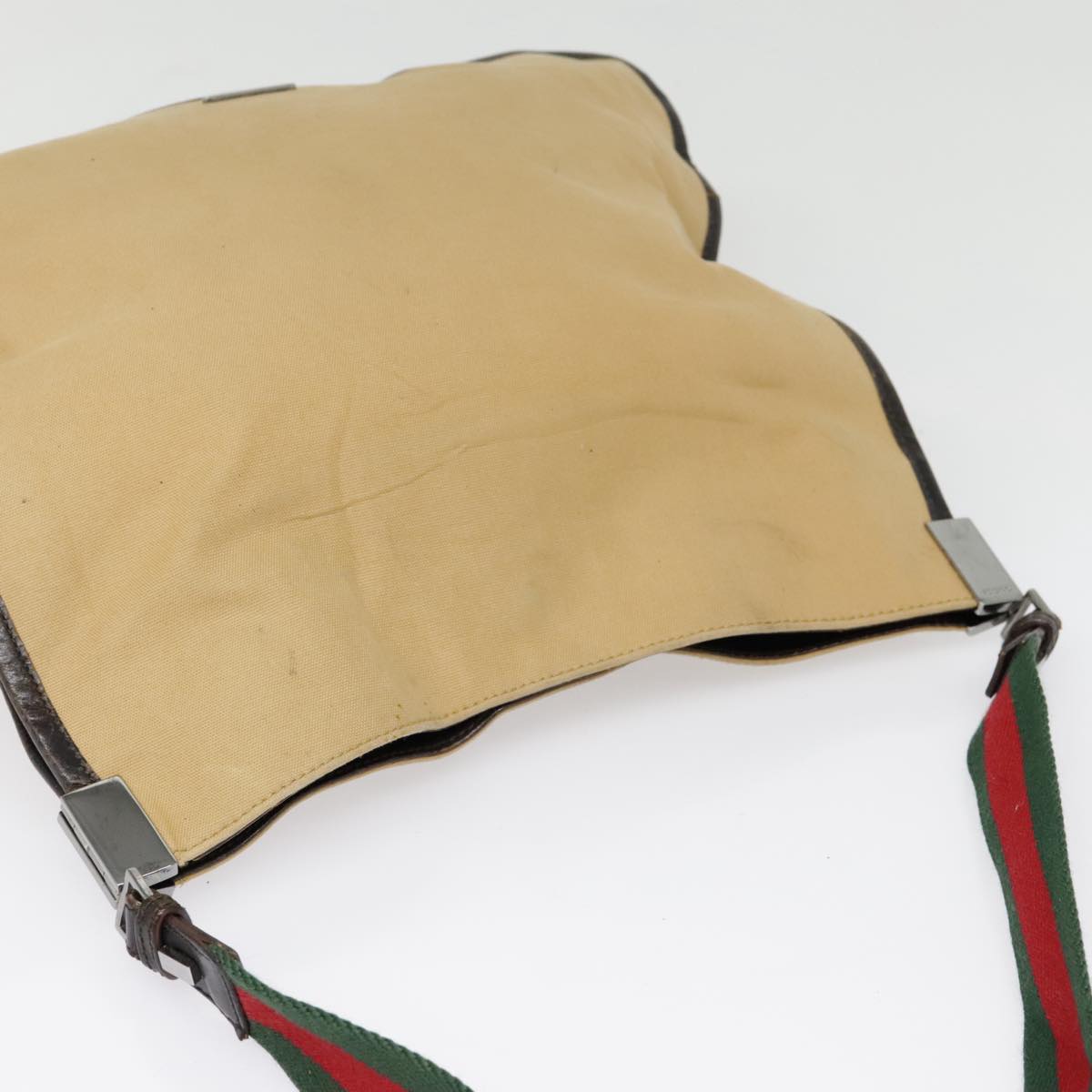 GUCCI Web Sherry Line Shoulder Bag Canvas Beige Green Red bs18112