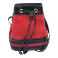 GUCCI Sherry Line Shoulder Bag Suede Red Gold Navy 550620 bs18146